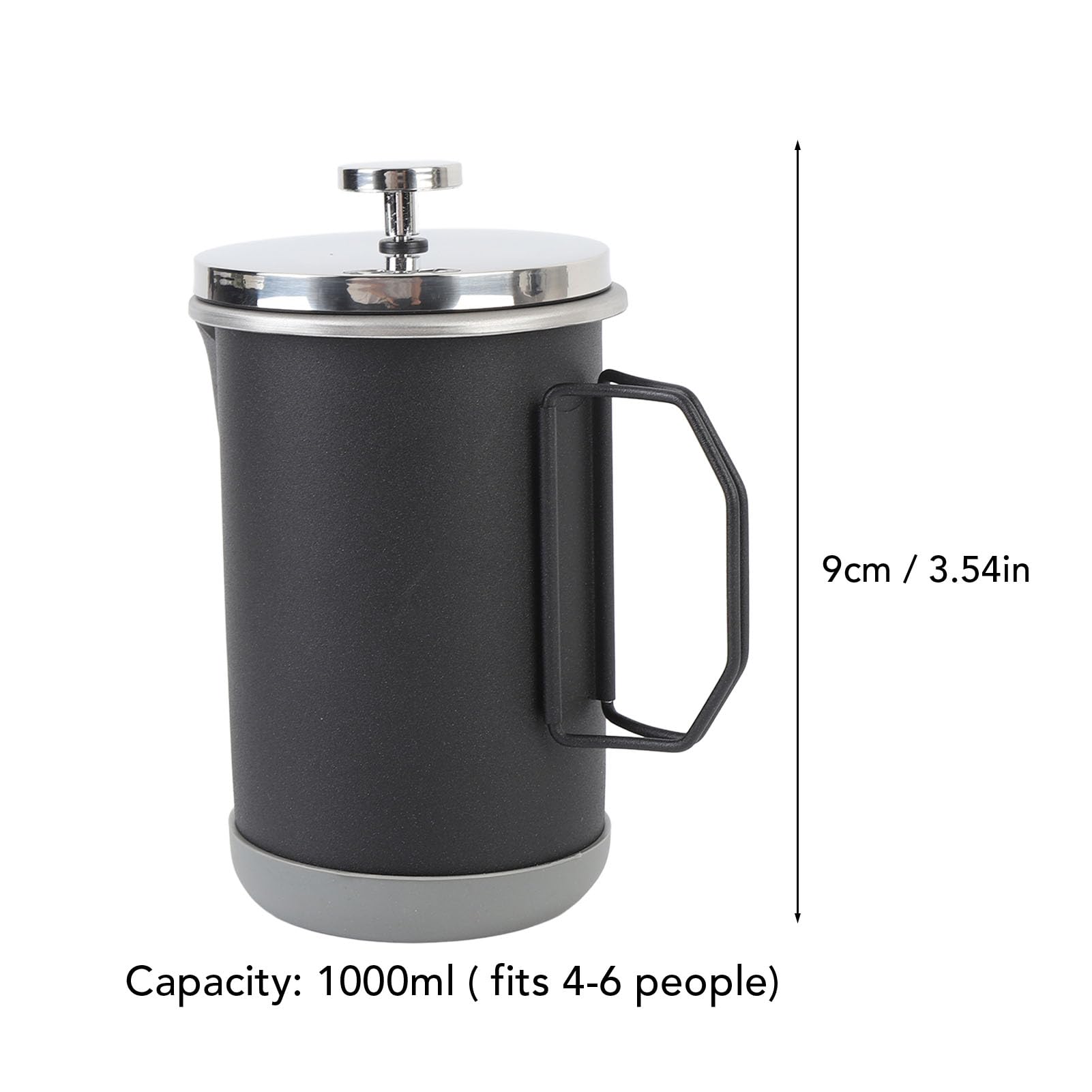 aqxreight de Prensa Francesa Coffee Press French Press Acero Inoxidable PRESIÓN French Portable 1000ml con Tecnología Avanzada de Presión de Filtro para la Oficina de Viajes para Acampar (BLACK)
