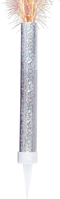 Stunning Silver Prismatic Ice Fountains - Pack of 2 - Sparkling Party Cake Toppers & Celebration Decor