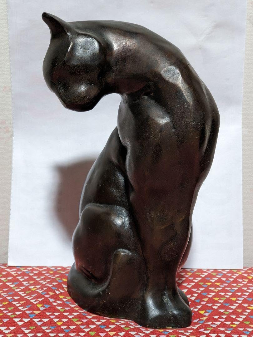 アンティーク 猫ブロンズ像 アールデコ