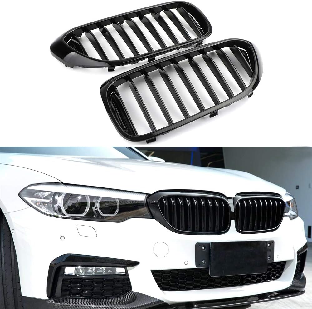 For BMW 5 Series G30 G38 2017-2019 Single Line Front Replacement Kidney Grille Grill (Shiny Black)