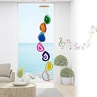 Vista 8 de Cristales y piedras curativas, carillón de viento de ágata de 29 pulgadas con sonido relajante, campanillas de viento únicas al aire libre