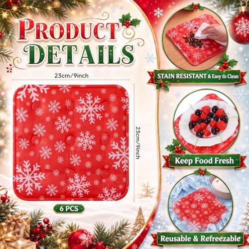 Image of LemonRoad 6 Pcs Snowflake Cooling Mat for Food Buffet Table, 9 x 9 Inch
