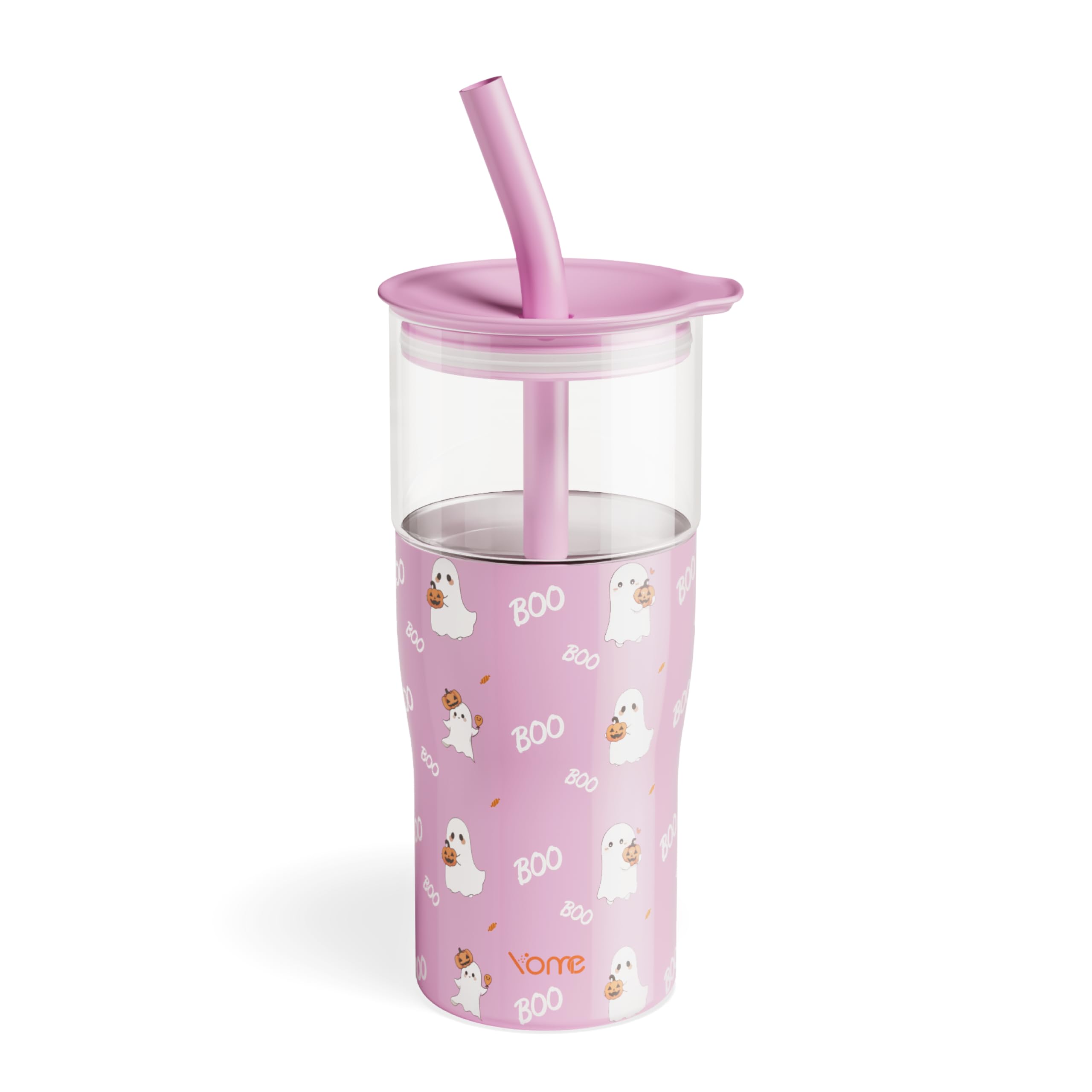 YOME 20oz Halloween Insulated Glass Tumbler with Lid &amp; Straw for Women Gift | Stainless Steel Iced Coffee Cup | Keep Drinks Cold |Cupholder Friendly |Ideal for Iced Coffee, Smoothies &amp; Boba