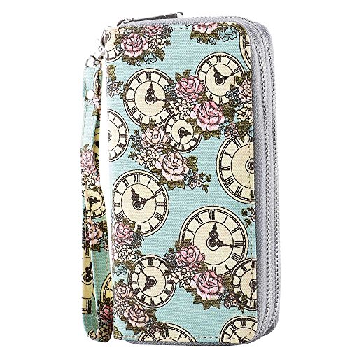 XEYOU Double Zipper Long Clutch Wallet Cellphone Wallet for Women with Removable Wristlet Strap for Credit Card, Cash, Coin, Bill