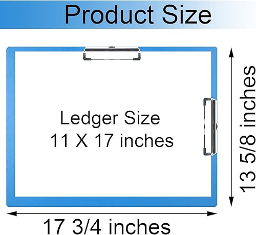 Miniatura 2 de Portapapeles de 11 x 17 pulgadas, doble clip, súper resistente, extra grande, no frágil, 11 x 17 pulgadas, clip de perfil bajo, plástico PP azul,