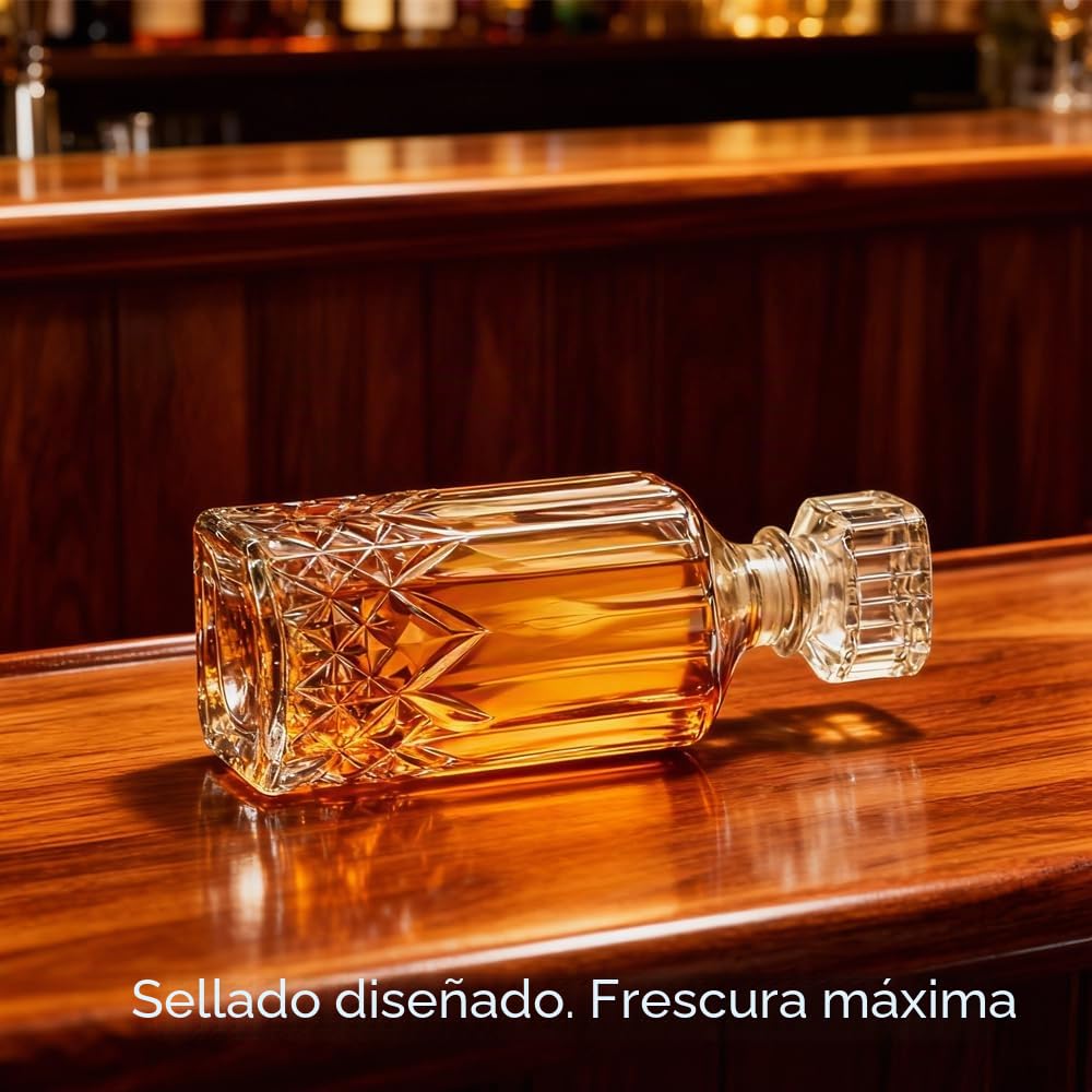 Decantador de whisky con tapón geométrico hermético, decantador de licor de 32 onzas, decantador de vidrio, botella de licor diáfano, decantador con tapa hermética para whisky, vodka, bourbon