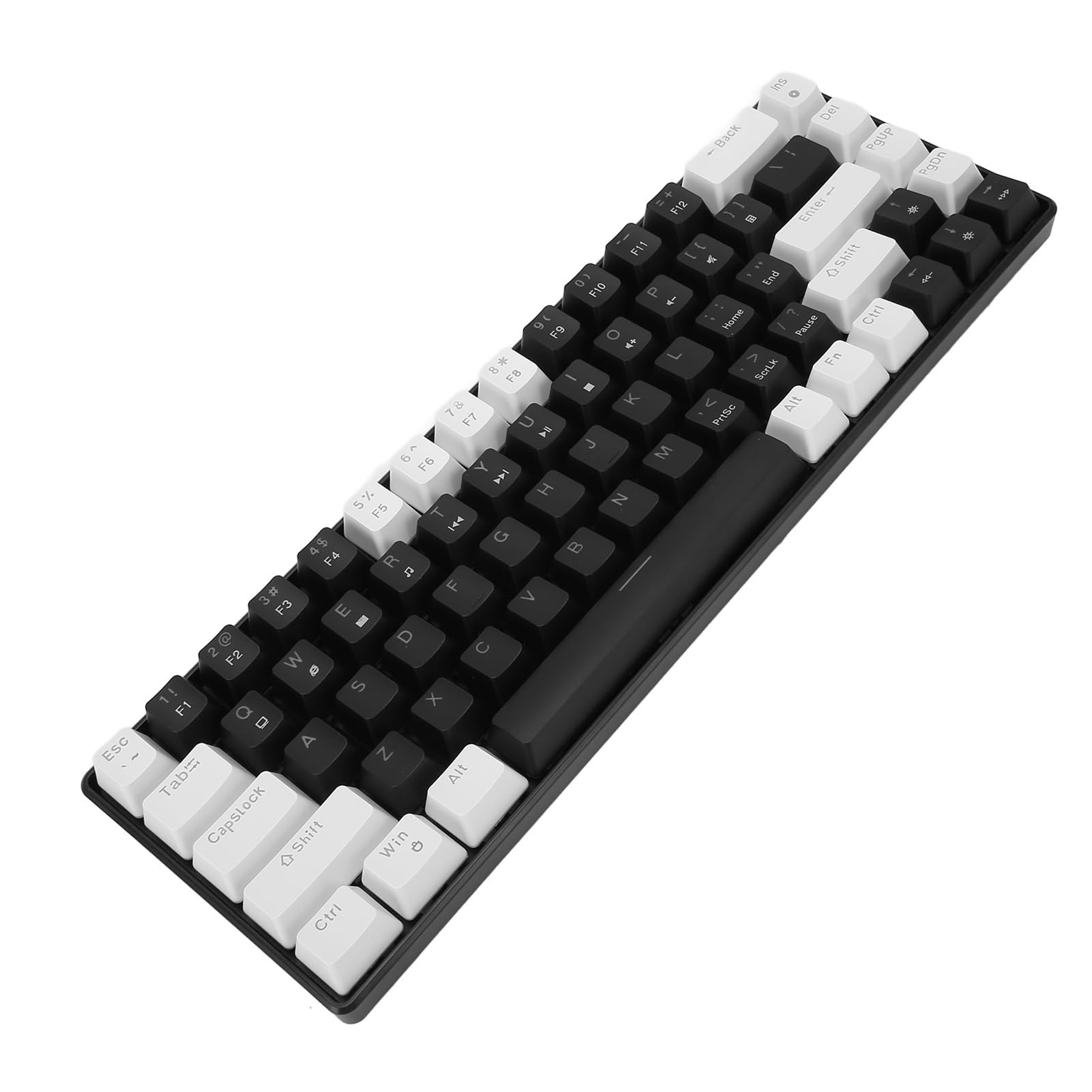 68-klawiszowa Klawiatura Mechaniczna Ergonomiczna Dwukolorowa Klawiatura do Gier z Podświetleniem RGB do Użytku w Domu i w Akademiku (Biało-czarny)