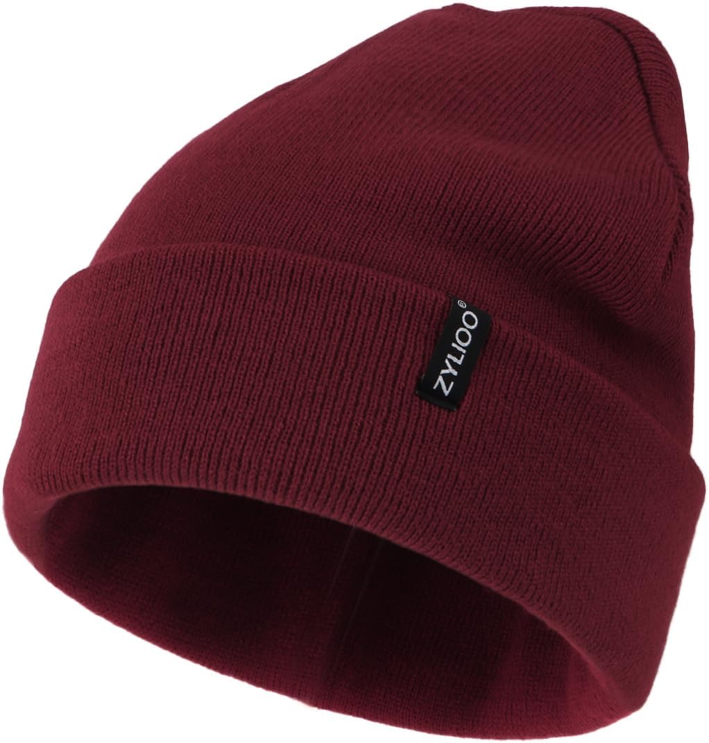 Zylioo Oversize Beanie Hats, XXL Big Size Ribbed Knit Cuffed Winter Hat for Cold Weather, Warm Skull Watch Cap