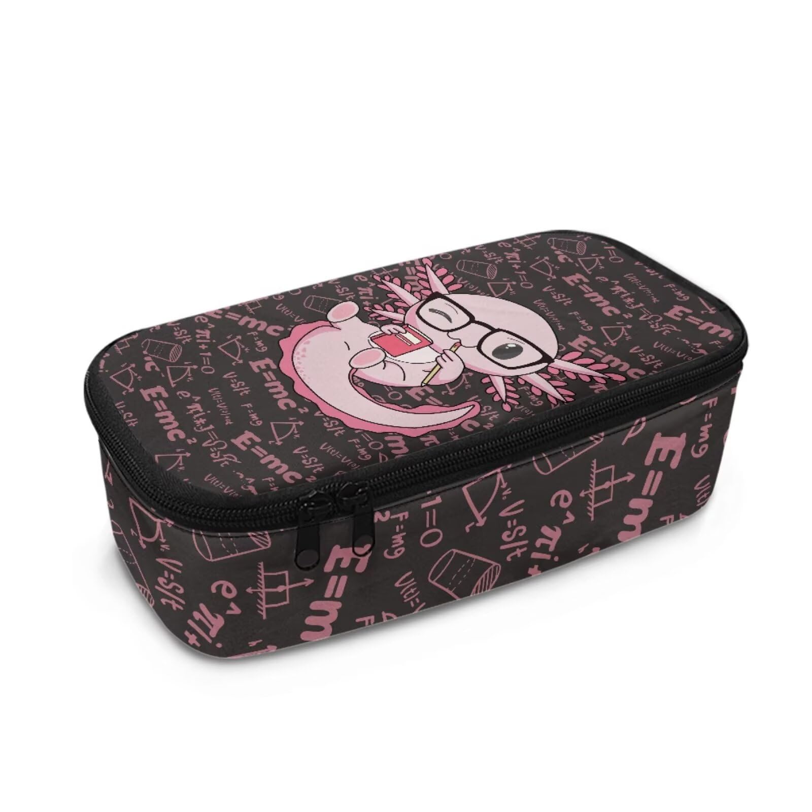 Dngkaoje Cute Axolotl Pencil Cases for School Girls Kawaii Axolotl Pencil Case with Double Zipper Large Pencil Pouch Stationery Pen Bag with Pen Slots for Teen Girls Back to School Gift — image 1