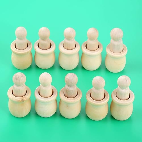 Miniatura 5 de 10 muñecos de madera con clavijas de madera, mini personas sin terminar de madera para manualidades, juego de juguetes de decoración sin pintar en