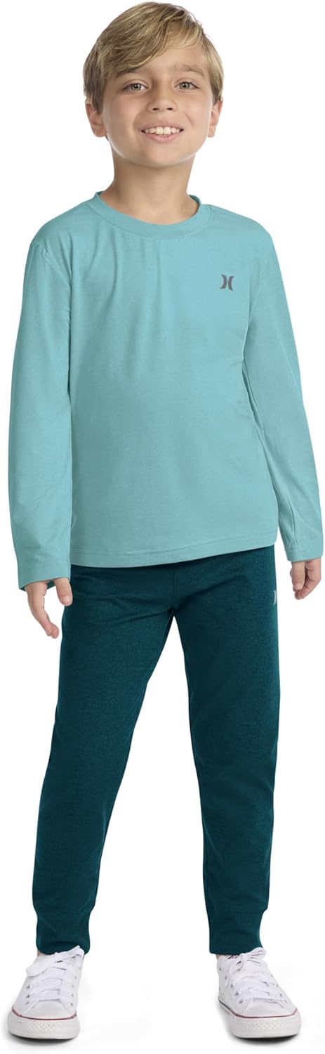 Hurley boys Long Sleeve Soft Basic T-shirt and Joggers 2-piece Outfit Set - Image 3