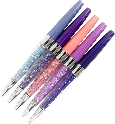 Miniatura 4 de Gullor Bolígrafo retráctil con diamantes de imitación brillantes y brillantes, 5 unidades, estilo A