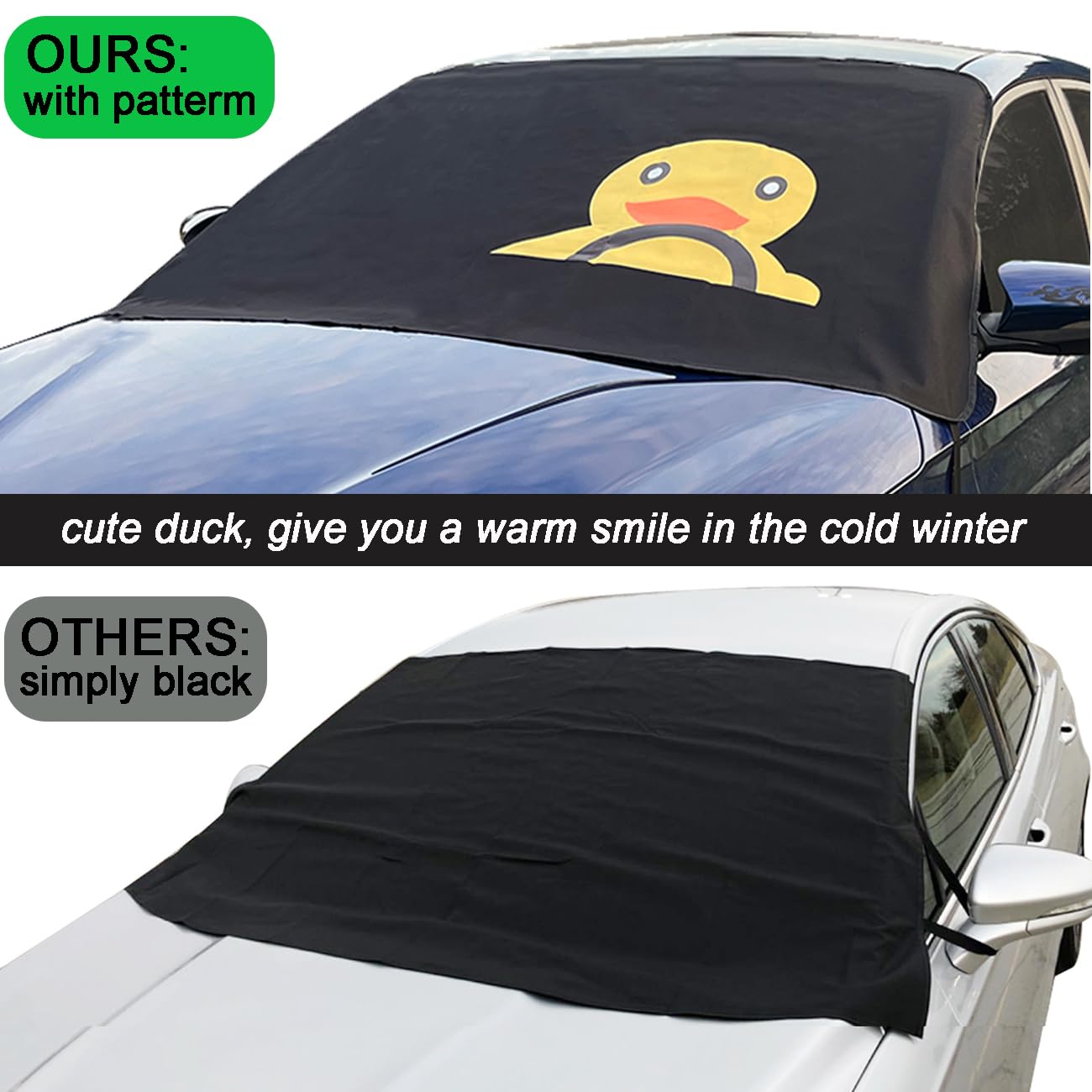 ROMASO Copertura per parabrezza auto per ghiaccio e neve, copertura per parabrezza auto, in tessuto impermeabile 600D, copertura antineve per qualsiasi condizione atmosferica, 175,3 x 109,2 cm, adatta