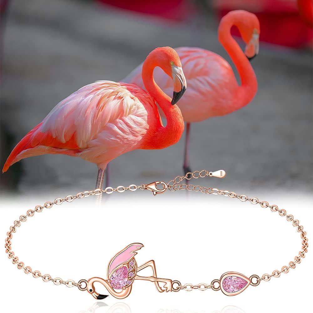 Flamingo Anklet Flamingo Ankle Bracelets for Women Sterling Silver Beach Anklets Bird Flamingo Gifts for Women Christmas Jewelry