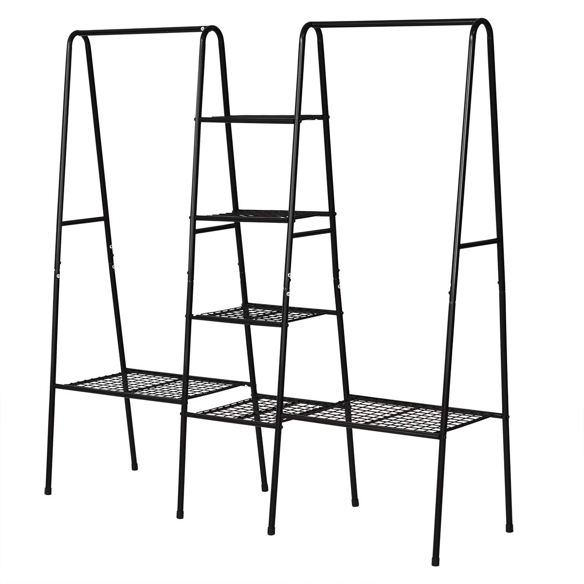 JELUTE Perchero Burro de Pie Metálico, Negro | Para Zapatos, Para Ropas, Con Carga