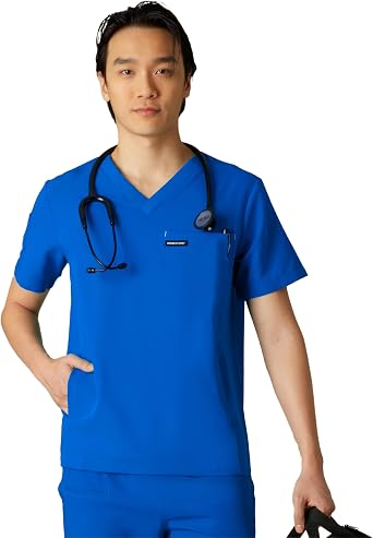 Members Only Manchester V-Neck Scrub Top with Pockets | Medical Scrubs for Men |Hospital Uniform | Comfortable Stretch Fabric