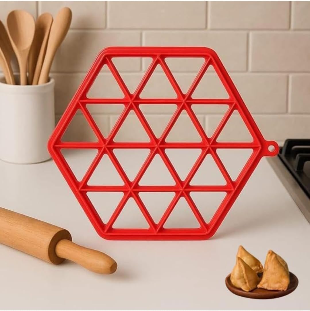 Samosa Shape Maker Tool – Triangle Grid Samosa Mold for Home Kitchen | Quick & Easy Snack Preparation | Food Grade Plastic Press Tray