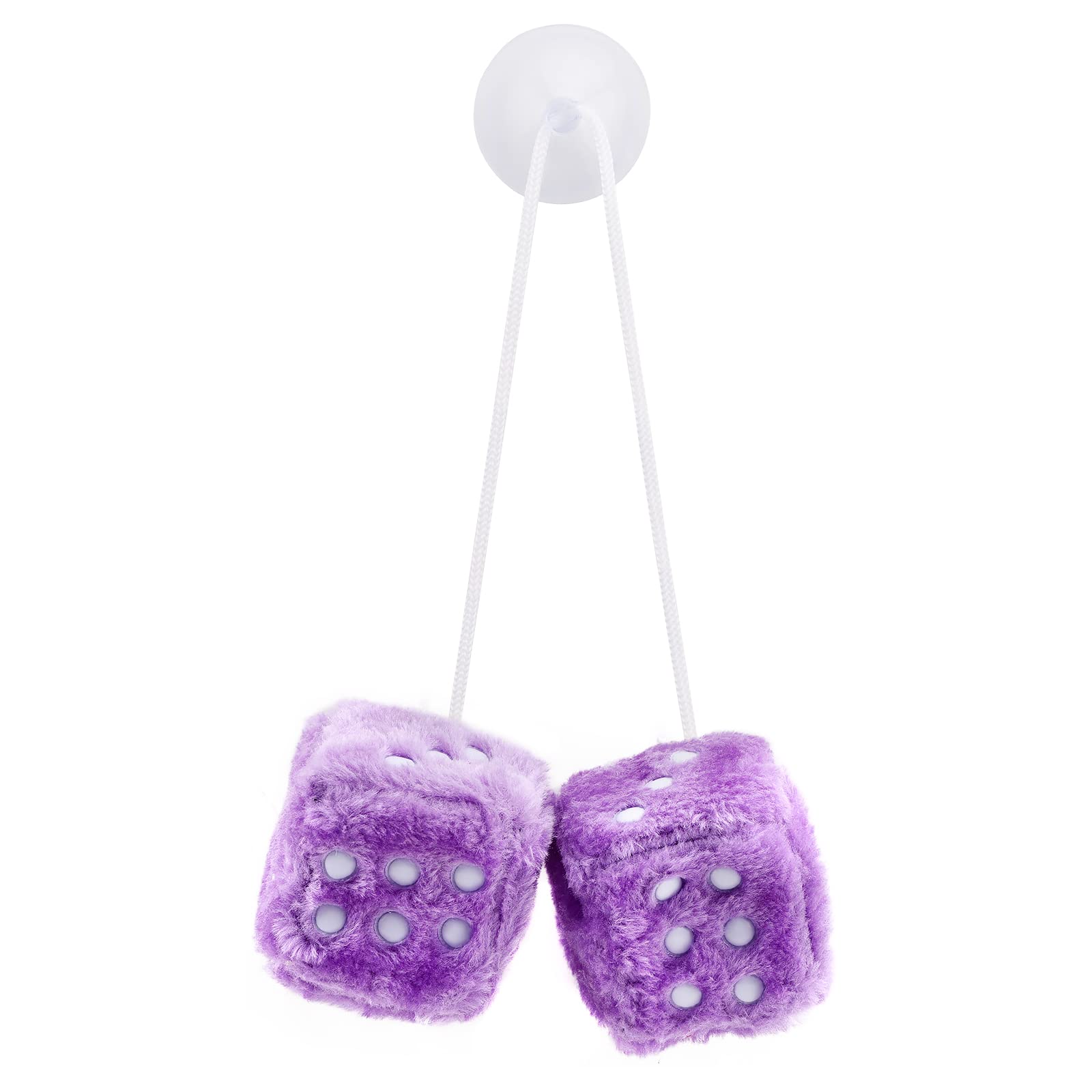Lot de 2 dés en fourrure à suspendre pour rétroviseur de voiture - 6 cm - Avec pois - Décoration d'intérieur de voiture Lot de 2 dés en fourrure à suspendre pour rétroviseur de voiture - 6 cm - Avec pois - Décoration d'intérieur de voiture