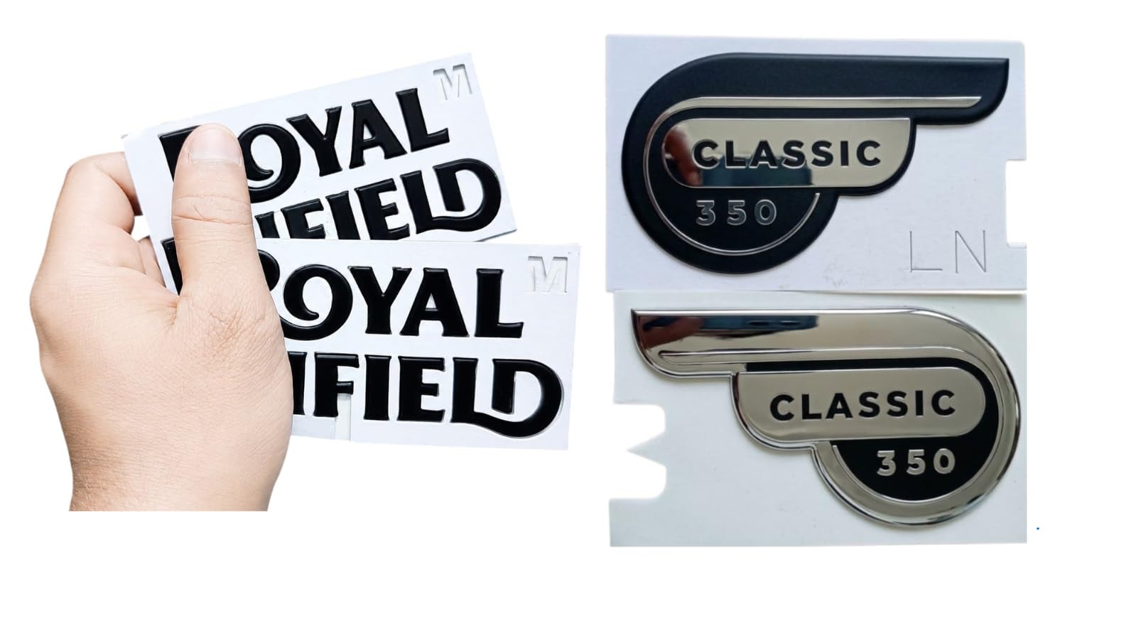 Bike Tank Emblem & Side Badge Set Compatible with Classic 350 Electra | Black 3D Metal Sticker | Waterproof Adhesive Pack of 2-image-7