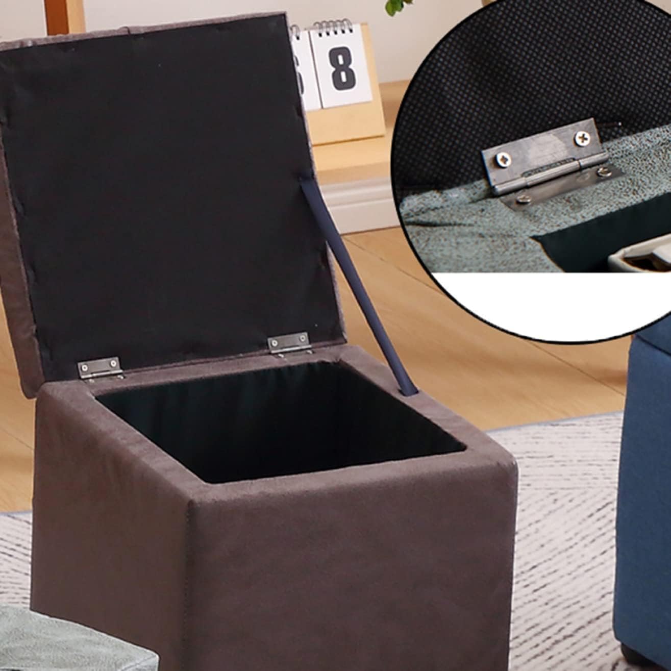 Amazon｜収納 スツール ライトグレー 収納ボックス フタ付き カラフル