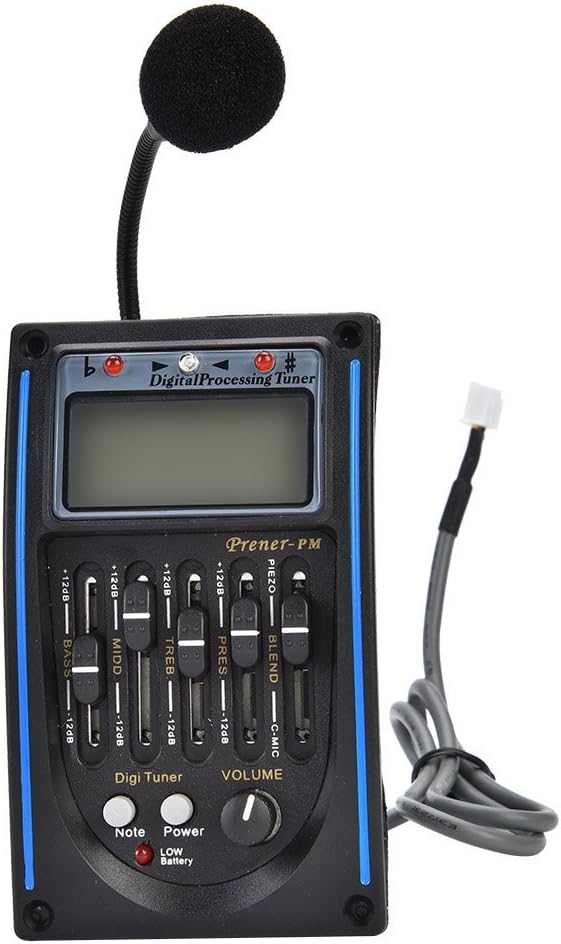 Acoustic Guitar Pickup Preamp,Electric Guitar Preamp with 5-Band EQ,Piezo Pickup,LCD Tuner for Acoustic Guitar