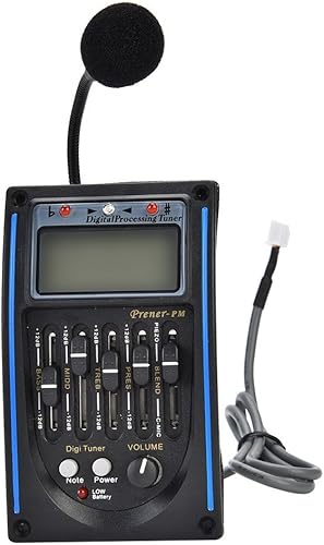 Miniatura 5 de Ecualizador de 5 bandas para guitarra, preamplificador piezoeléctrico con pantalla LCD para guitarra acústica, pastillas acústicas, pastillas de