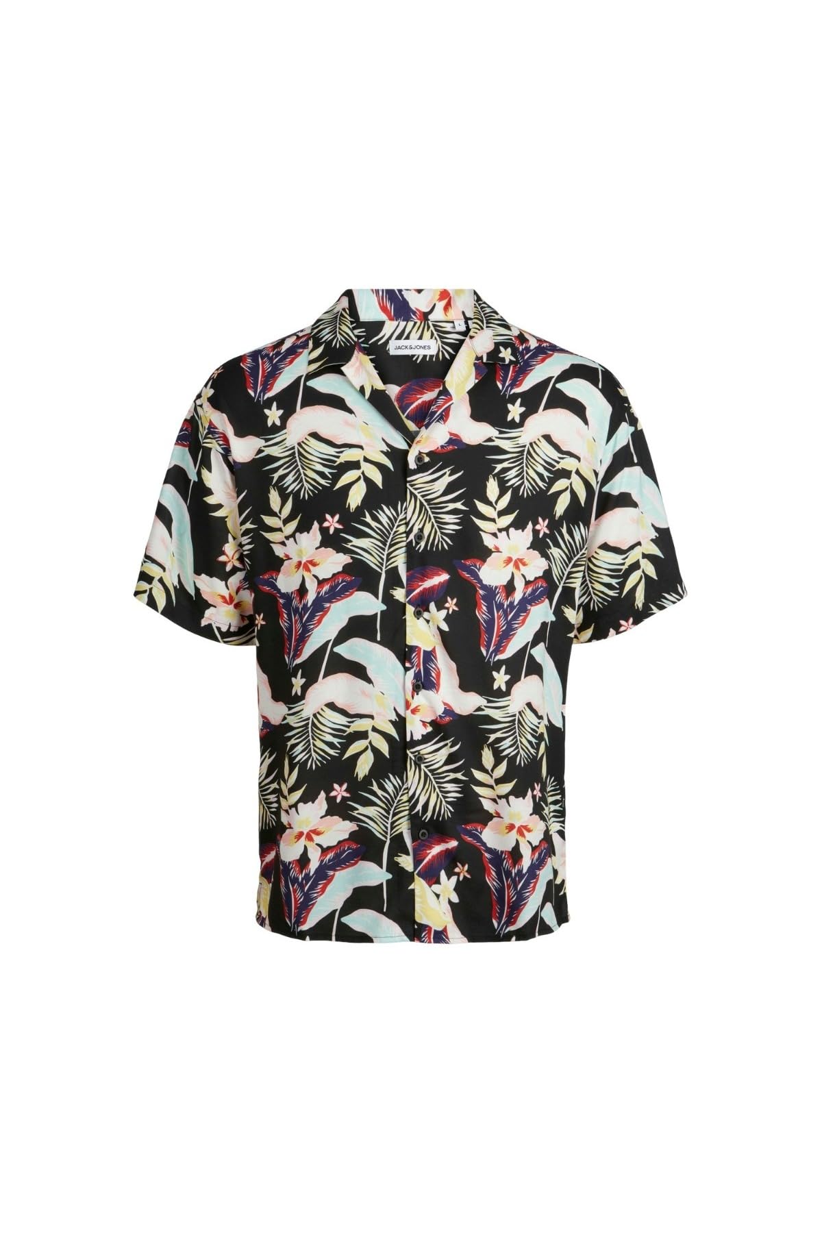 JACK & JONES JJJEFF Floral AOP Resort Shirt SS, Black, S