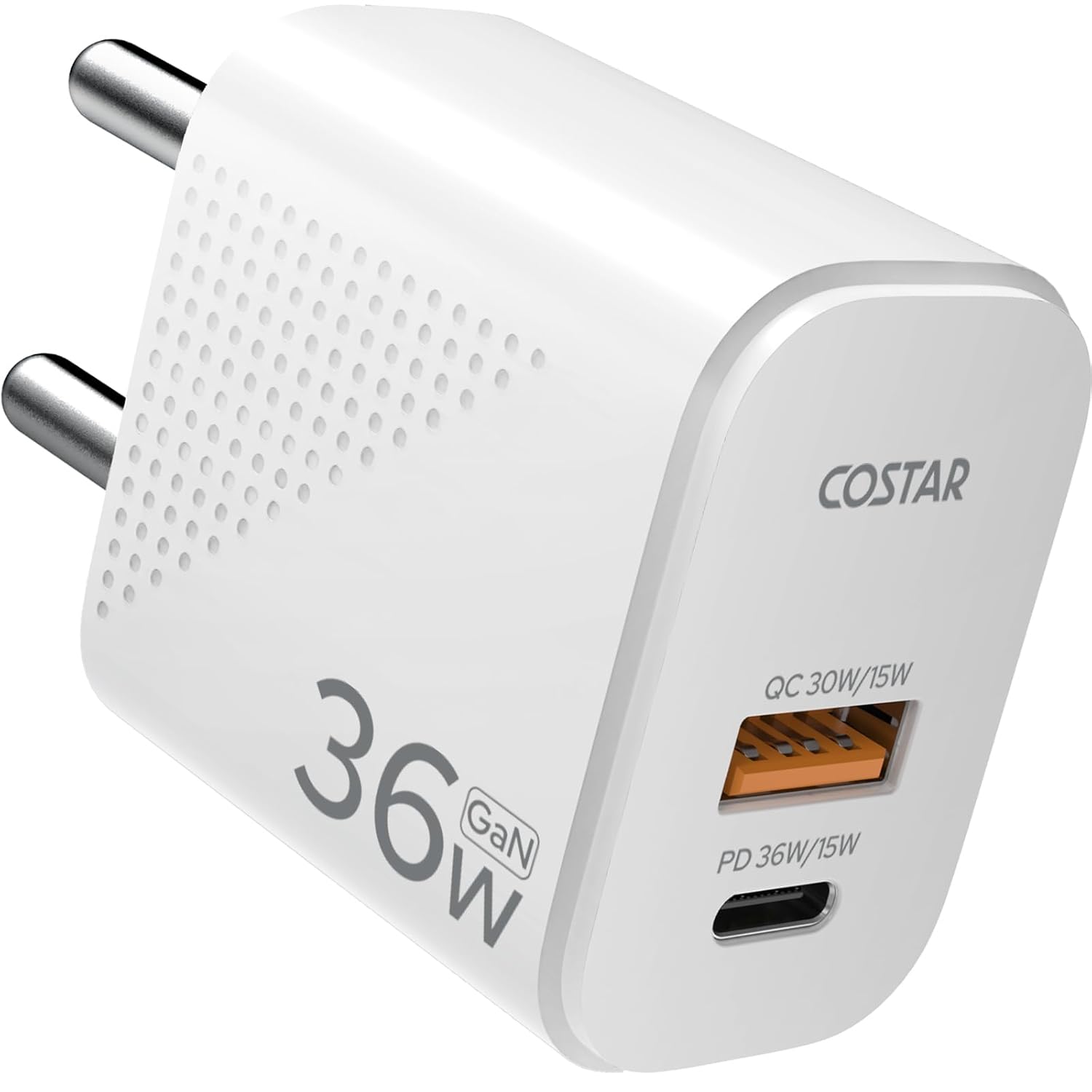 COSTAR 36W Gan USB C Charger Fast Charing Qc Pd Dual Port USB A + Type C,Power Adapter Plug Wall Charger for iPhone,Samsung,Realme,Xiaomi Vivio Oppo and Android Devices Short Circuit Protection,White COSTAR 36W Gan USB C Charger Fast Charing Qc Pd Dual Port USB A + Type C,Power Adapter Plug Wall Charger for iPhone,Samsung,Realme,Xiaomi Vivio Oppo and Android Devices Short Circuit Protection,White