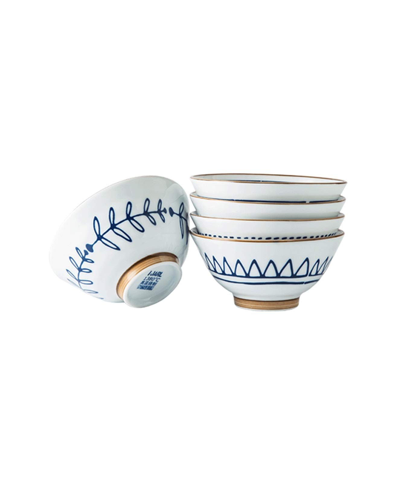 Bol de riz en céramique au design chapeau créatif, vaisselle de table élégante lot de 5