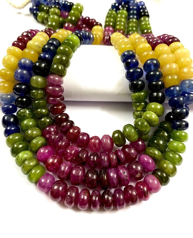 Perles de saphir naturel 7-9mm pour créer un cadeau de fête des mères ou anniversaire personnalisé