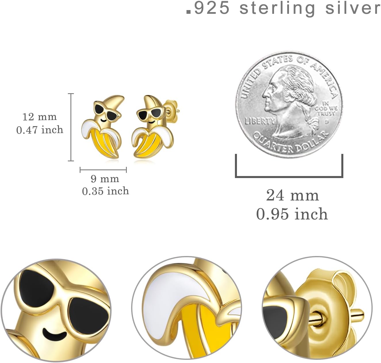Banana Earrings 925 Sterling Silver Fruit Earrings Banana Gifts for Women