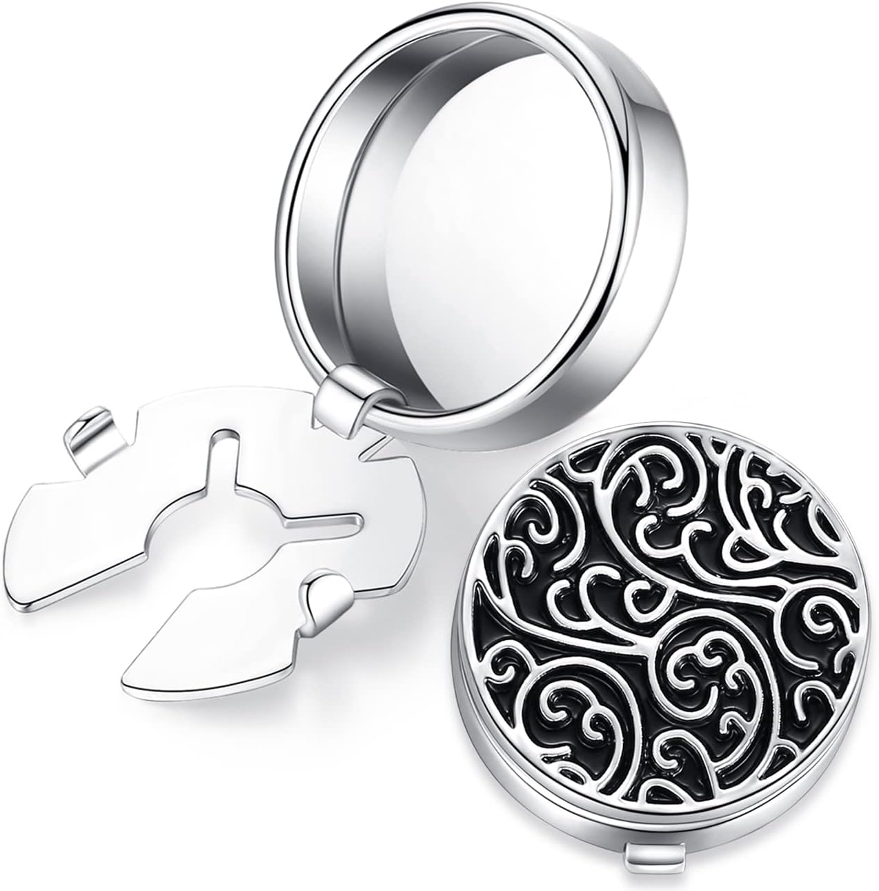 HONEY BEAR Round Retro Pattern Carved Button Covers Cufflinks - Stainless Steel for Men's Ordinary Shirt Wedding Business Gift