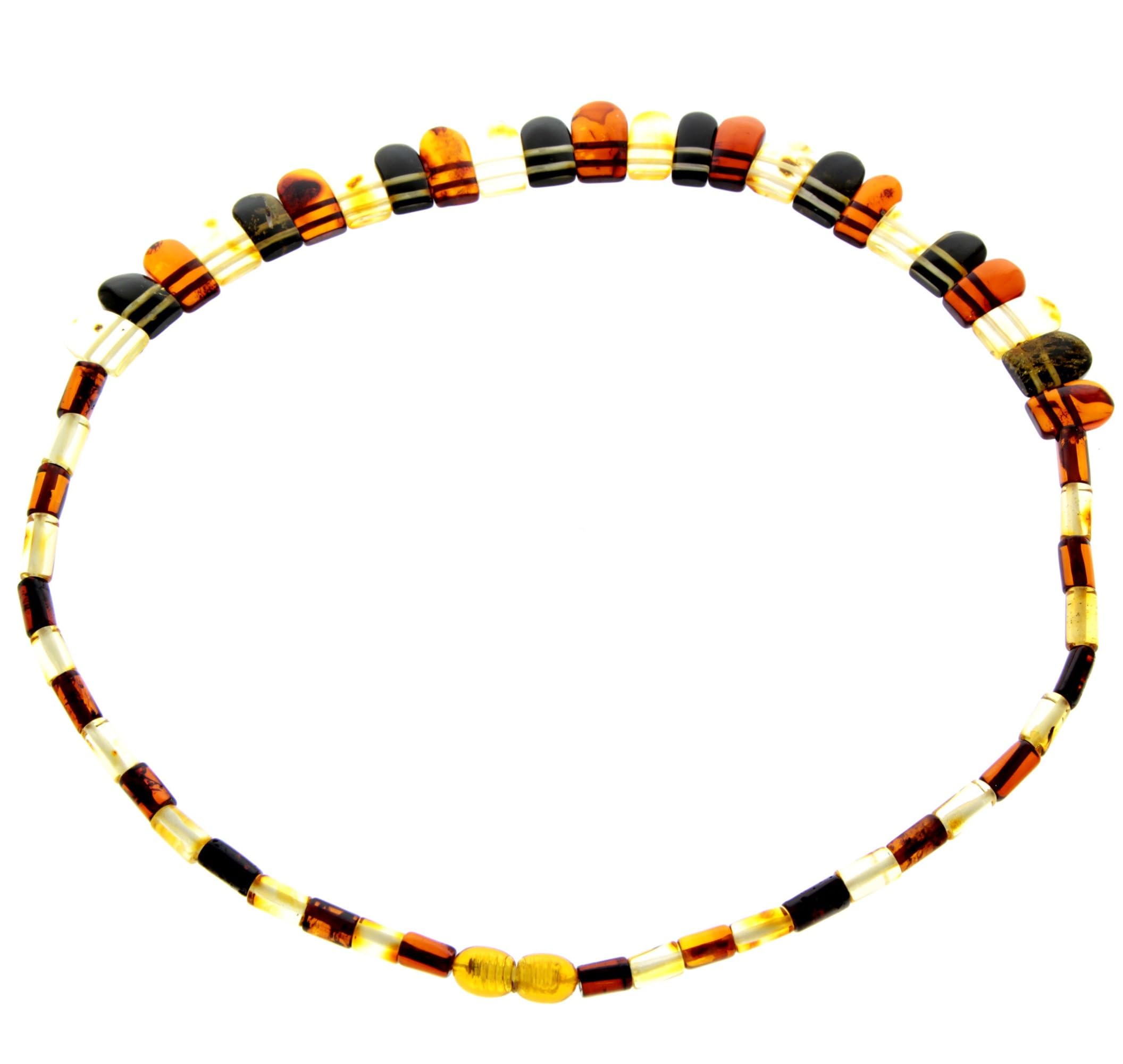 SilverAmber Jewellery UK Collar Egipcio de ámbar Multicolor NE0202, Fabricado con Piedras de ámbar báltico auténticas