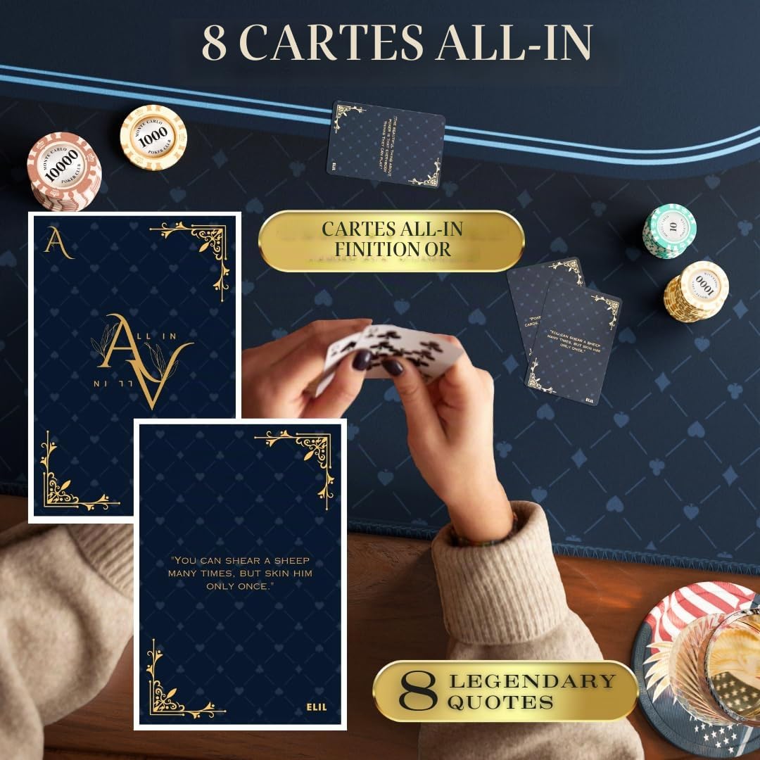Elil - Tapis de Poker | Plateau de Table de Poker Pliable pour Une Installation Facile | Plateau de Table de Poker Portable | Idéal pour Les Jeux à Domicile | pour 8 à 10 Joueurs (Bleu Classique)