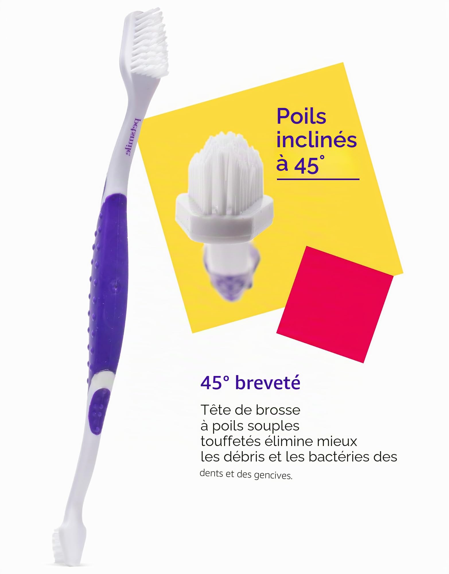 petsmile Brosse à dents professionnelle pour animaux de compagnie – Brosse à dents brevetée à 45° pour chats et chiens de petite et grande taille – Accessoires pour animaux de compagnie pour soins