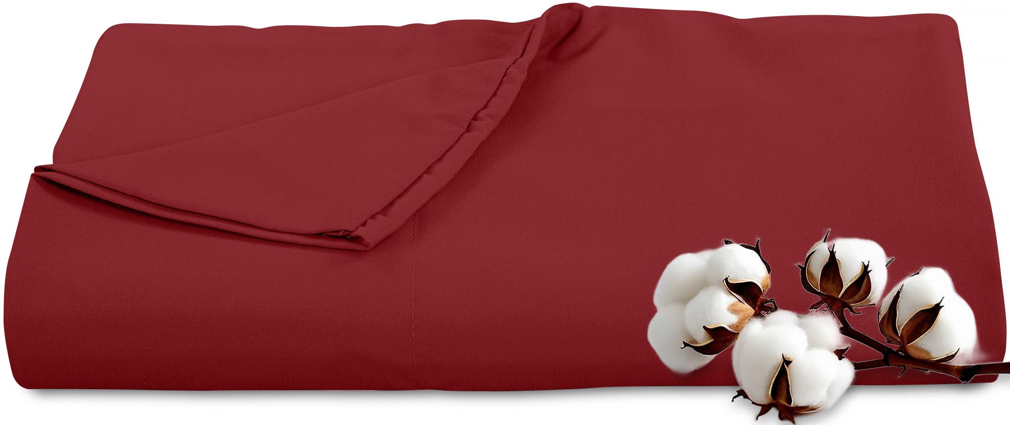 Royale Linens 300 Thread Count 100% Cotton Twin XL Flat Sheet - Super Soft Flat Sheets Only - Top Sheet Sold Separately - Breathable, Cool &amp; Crisp Red Flat Sheet (Twin XL, Red)