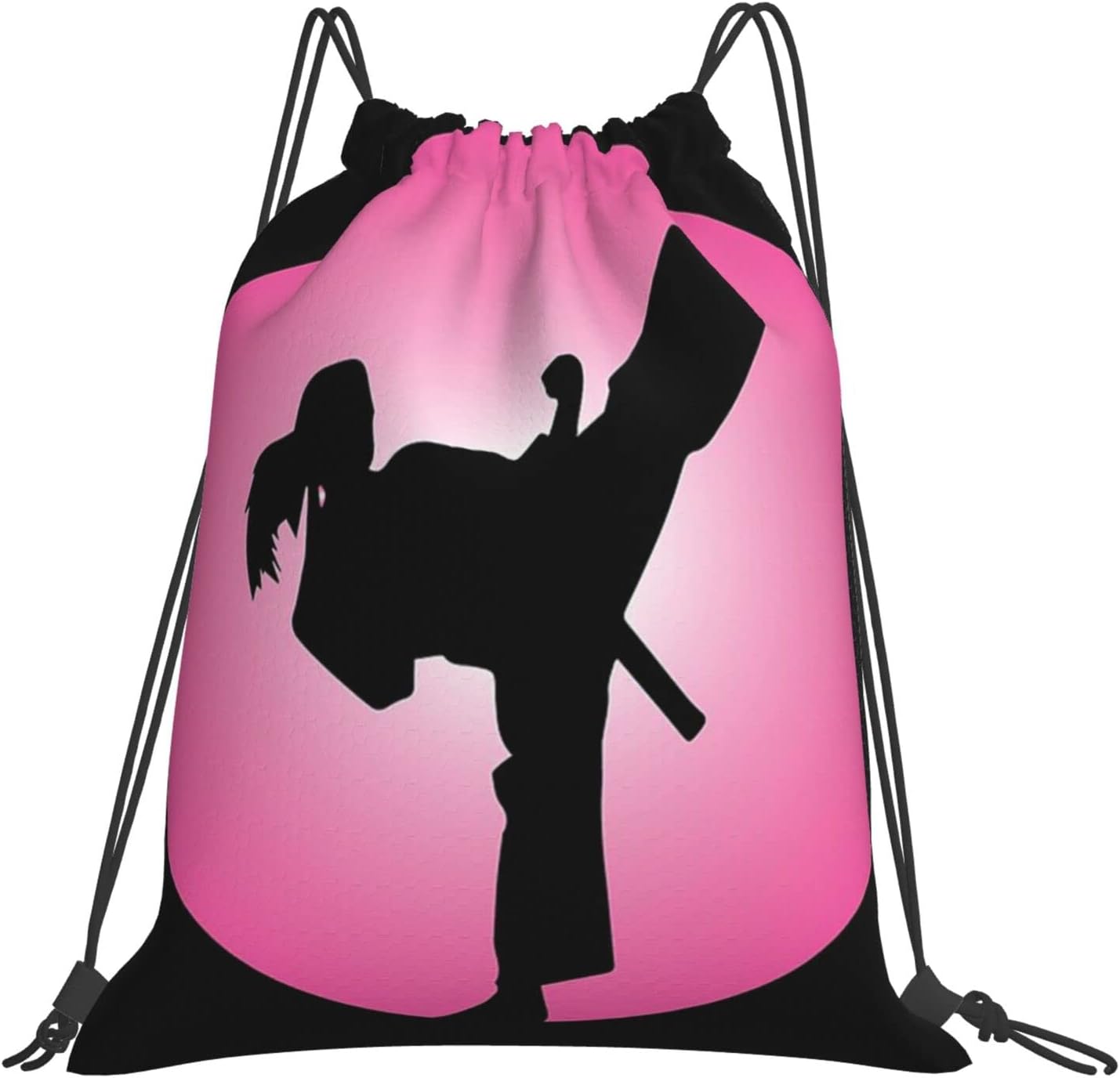 Taekwondo Design Print Drawstring Gym Bag,Outdoor Portable