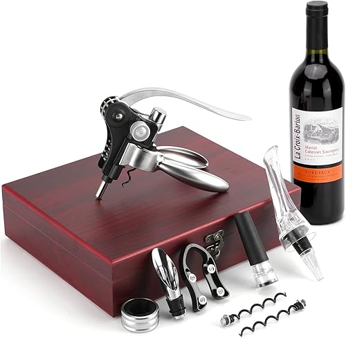 VASFFG Juego de abridor de vino, sacacorchos manual de vino, accesorios de abridor de vino. Juego de abrevino de conejo. Caja de regalo.