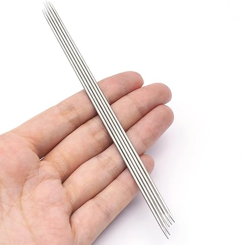 Miniatura 4 de Wiosny Juego de 5 agujas de tejer extrafinas, 5.5 pulgadas de longitud, de acero inoxidable, doble punta, para tejer, suéter de ganchillo hecho a