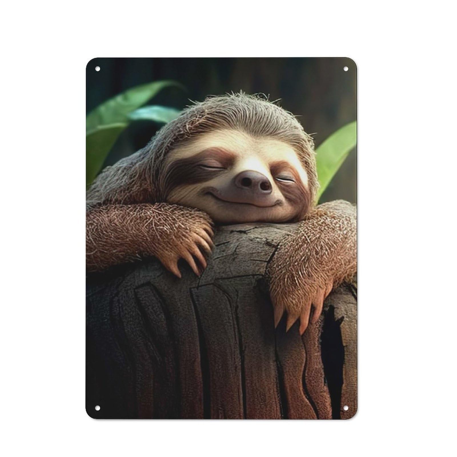 Junmoney Cute Sloth On A Tree Vintage Tin Sign 40X30cm, Old Fashioned Nostalgic Wall Art For Bedroom, Office, Home Bar Or Dining Room