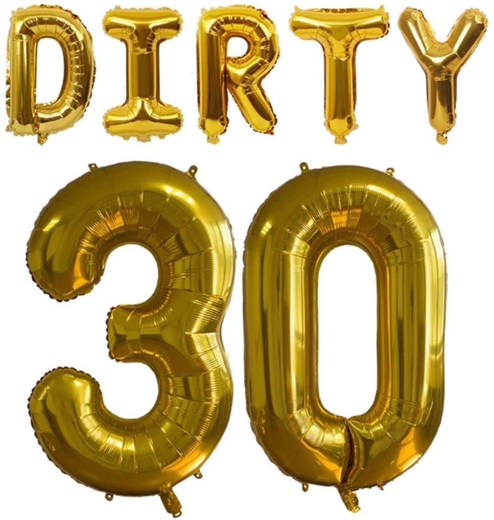 Godfather 16inches Theme Party Words Foil Phrases Alphabet Letters Balloon Banners for Party Decorations (Gold, Dirty 30)