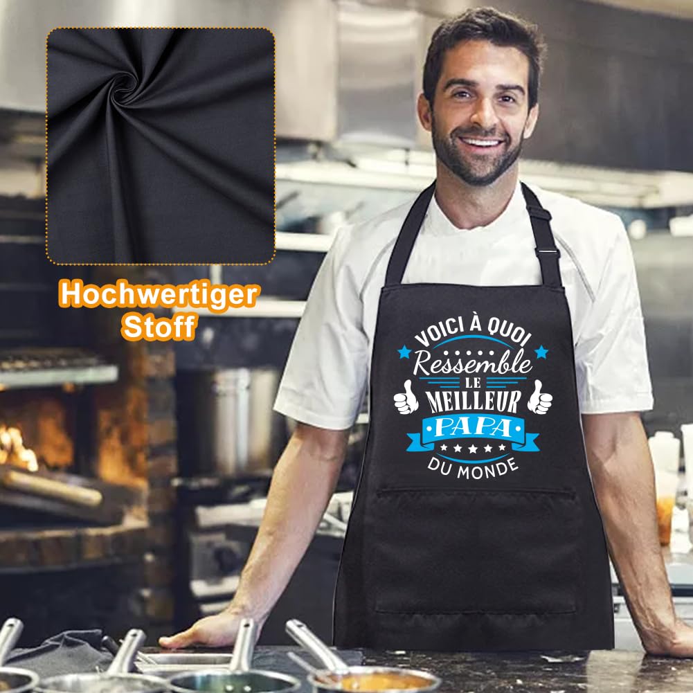 Yontree Tablier pour Fête des Pères, adapté pour la Fête des Pères, anniversaires et soirées barbecue ; tissu en coton, tablier de barbecue ou de cuisine conçu spécialement pour homme