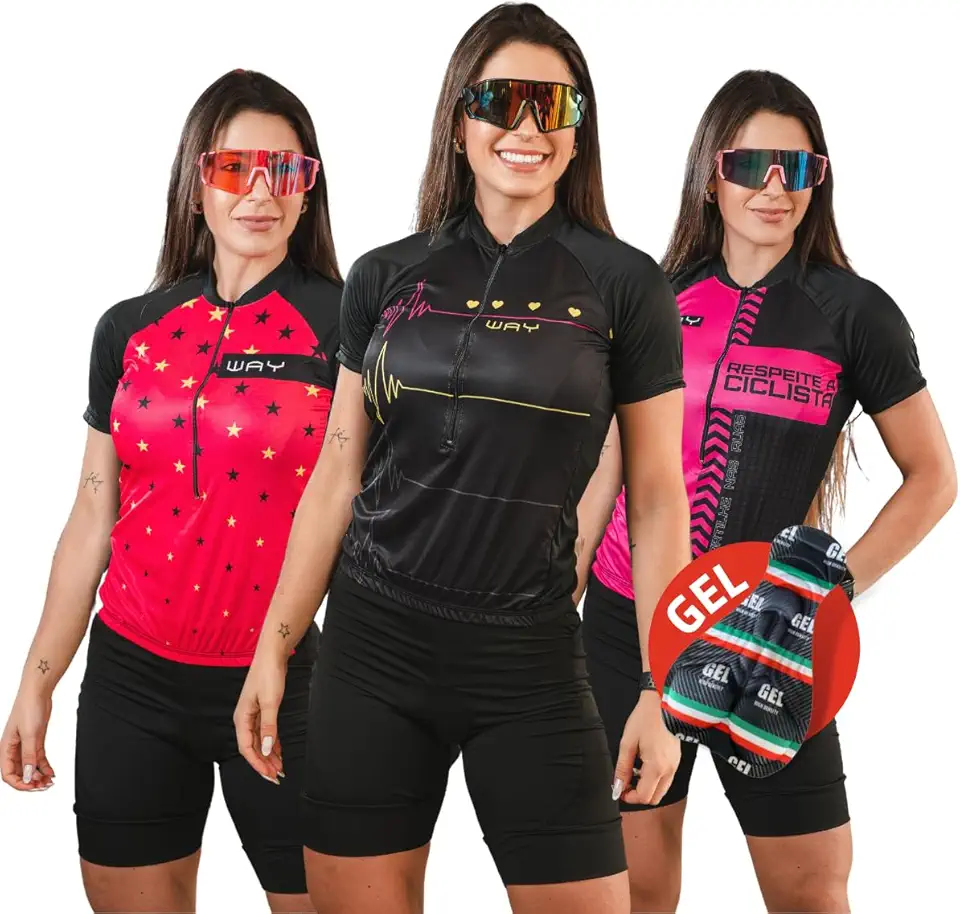 Kit de Ciclismo Feminino Camisa e Bermuda Com Forro em Gel