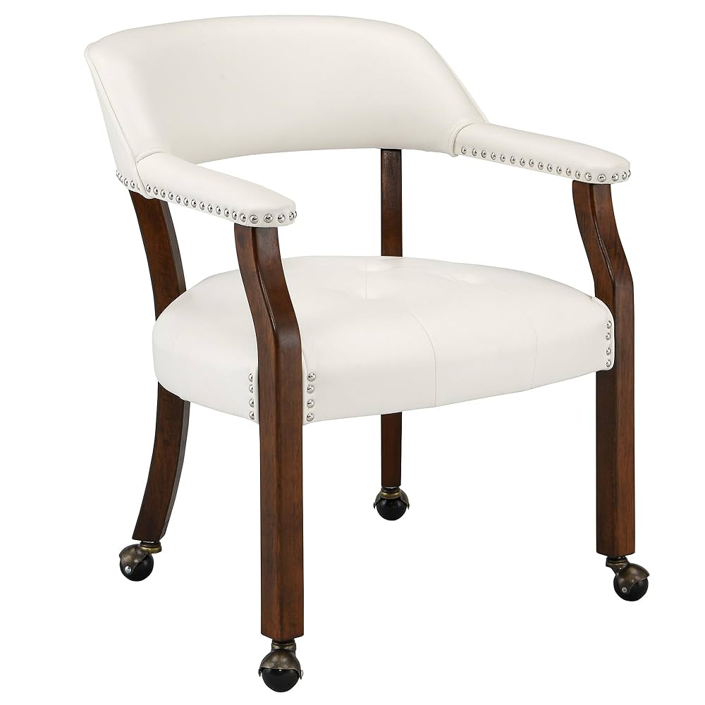 LEEMTORIG Large Dining Chairs with Casters and Arms, Rolling
