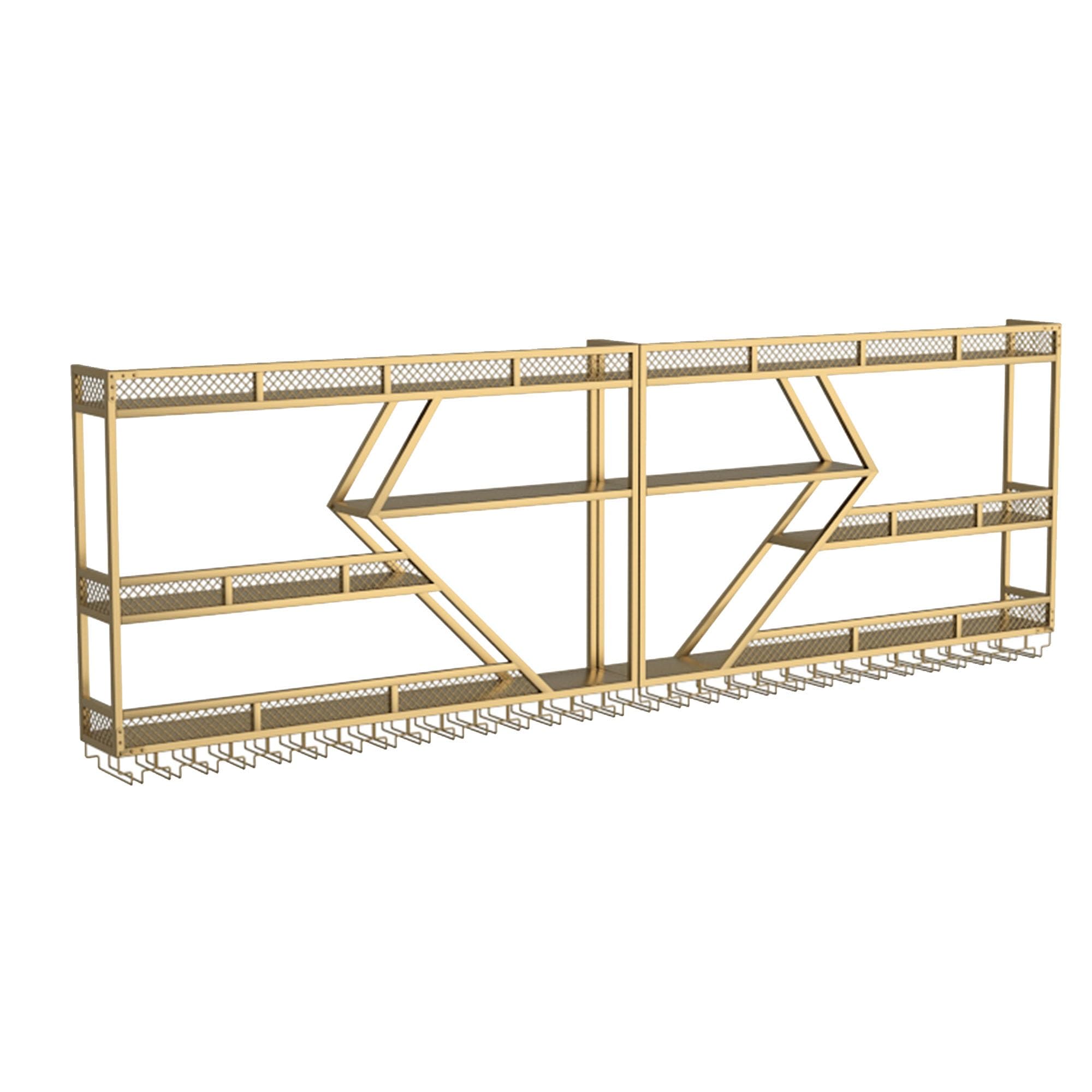 Metal Wine Rack Bar Shelves Wall Mounted with Hanging Wine Glass Rack Liquor Cabinet Bar Bottle Display Shelf Whiskey Shelf Large Size Capacity Kitchen Shelf Rack for Bar Ckitchen