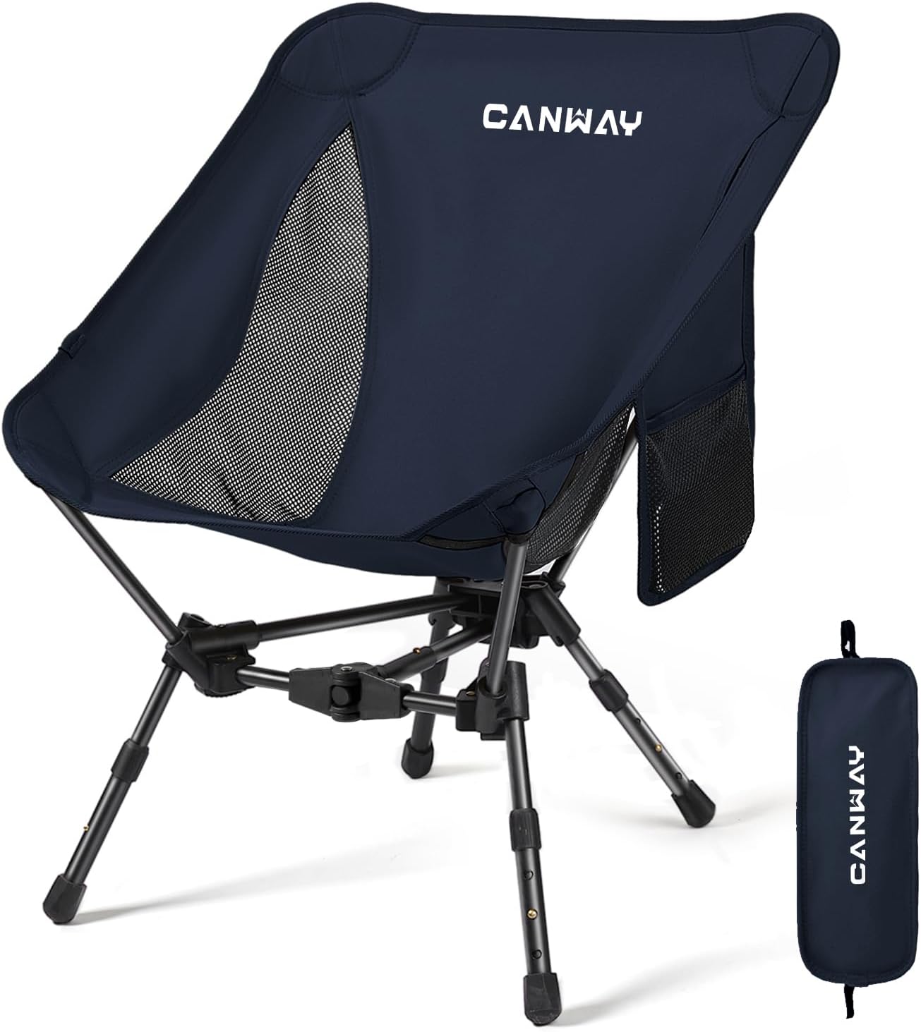 CANWAY Portable Camping Chair, Ultra-Compact and Lightweight Folding Chair for Camping, Beach, Picnic, Lawn Concerts, Hiking, Backpacking, Adjustable Height