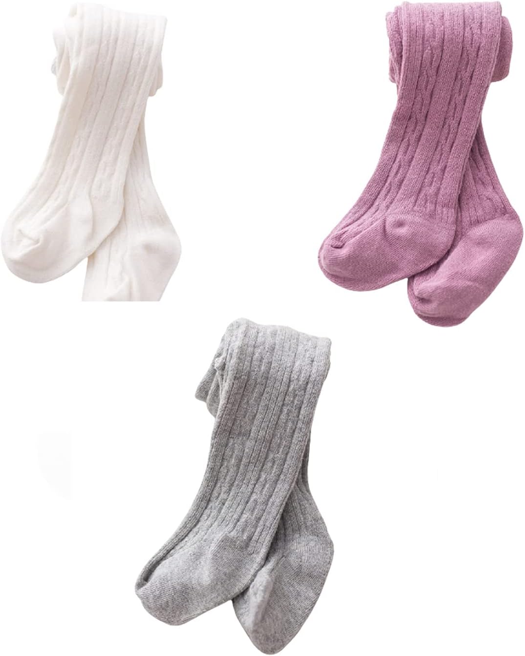 Baby Tights Soft Cotton Leggings For Girls Toddler Solid Knit Stockings Socks Warm Crochet Pants Pack Of 3