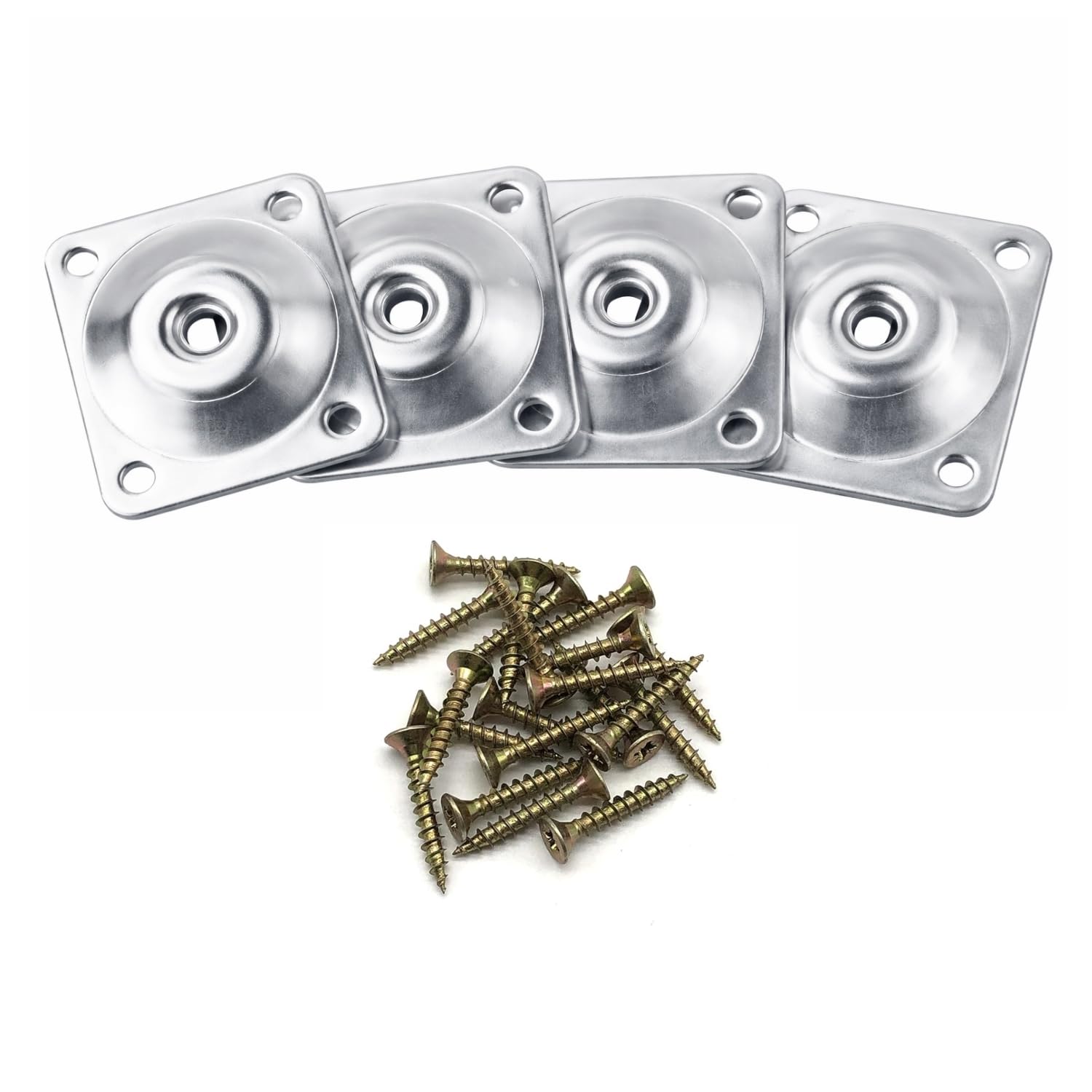 M8 Furniture Leg Mounting Plates (4-Pack) – Metal Slope Attachment Brackets for Sofa, Table, and Chair – Square Heavy Duty Fixing Plates for Tapered Legs