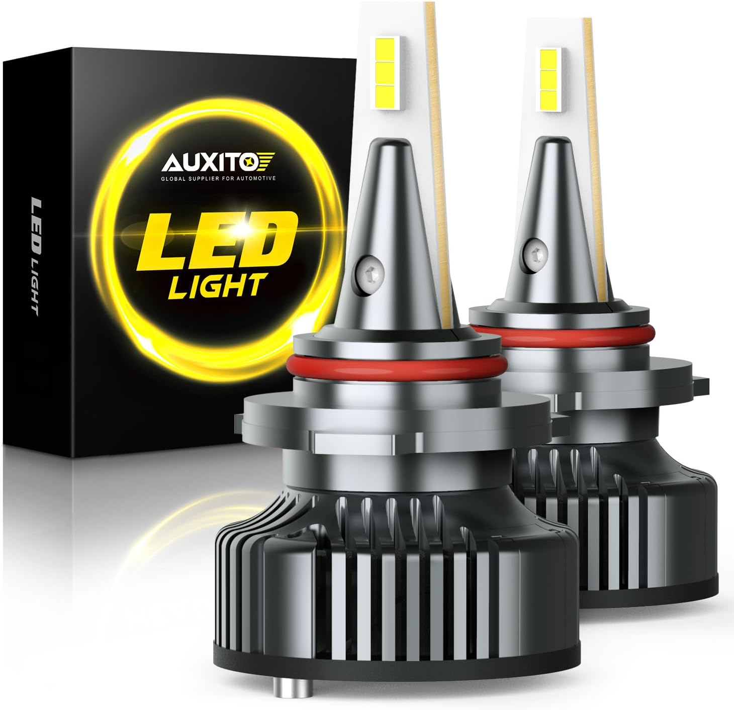 AUXITO 9005 HB-3 Bulbs, 30000lm 6500K Cool White, 10 Min Install, 50000Hrs Lifespan, Canbus Ready, Adjustable Beam with Cooling Fan, Pack of 2