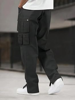Buy Lymio Men Cargo | Cotton Cargo Pants for Men (30-Black-S) at